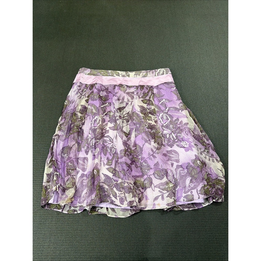 Vintage Y2K Roberto Verino Silk Skirt‎ Purple Floral Designer Quality Sz 10 Rare